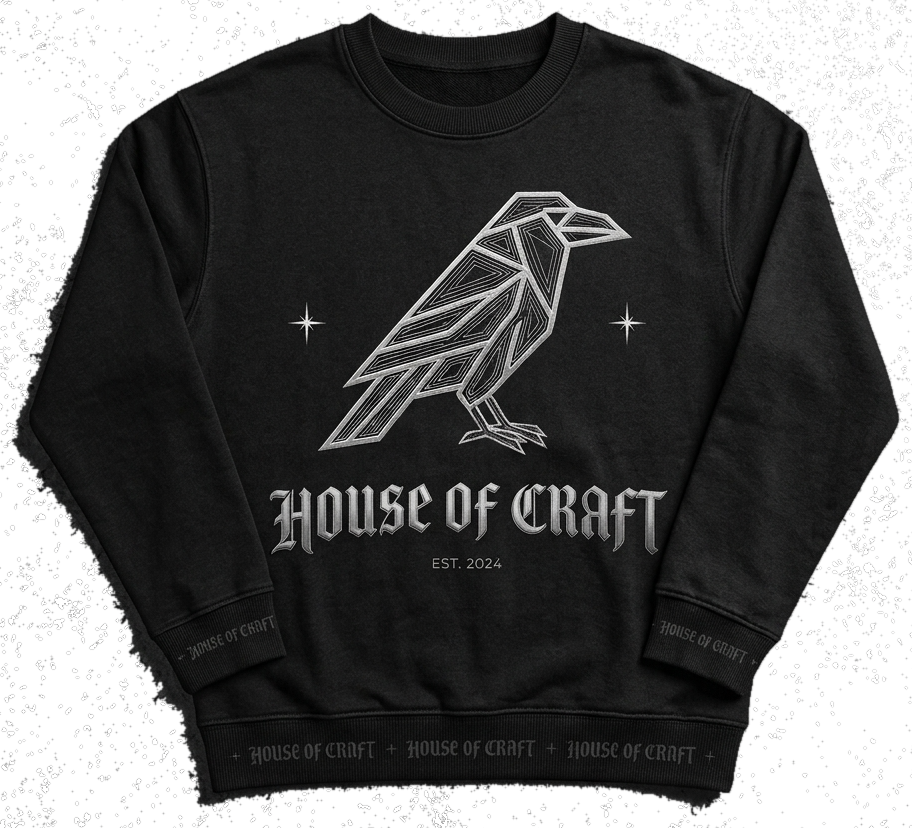 Bluză crewneck cu corbul imprimat